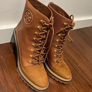 Tory Burch  Mixed Material Lug Sole Boots
